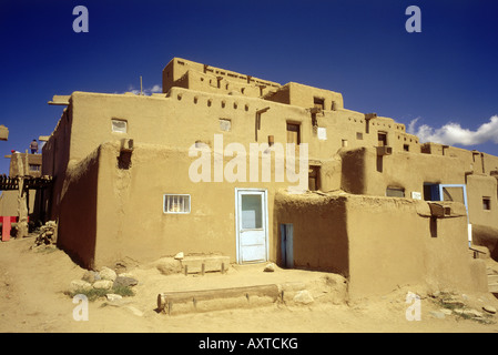 Geographie / Reisen, USA, New Mexico, Taos, Pueblo Häuser, Nordamerika, Lehm Gebäude, Architektur, UNESCO, World Heritage Si Stockfoto