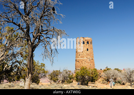 Wüste Ansicht Wachturm am Südrand des Grand Canyon National Park Arizona von Mary Colter entworfen. Stockfoto