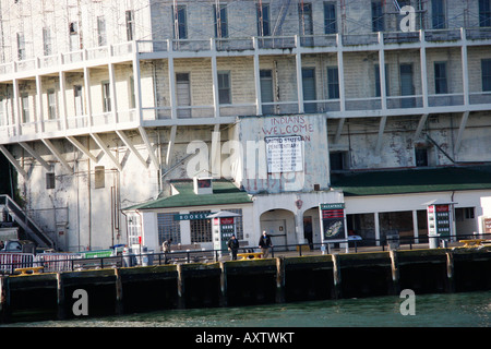 Dock im Alcatraz Gefängnis San Francisco Bay USA anlegen Stockfoto