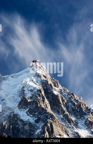 Gefrorene Aiguille du Midi (3842m), Chamonix-Mont-Blanc, Frankreich Stockfoto