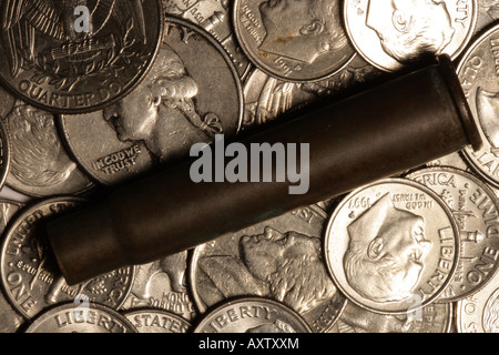 "US-MÜNZEN & ALTE SHELLCASING" Stockfoto