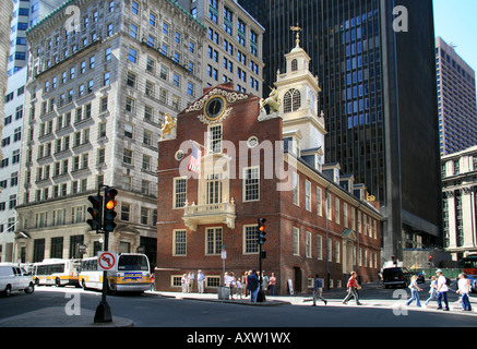 Die Old State House, Boston, MA, den Speicherort der die Massaker von Boston am 5. März 1770. Stockfoto