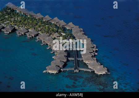 Luftbild aus Wasser-Bungalows in einem Luxus Hotel Bora Bora Gesellschaft Insel Französisch-Polynesien Stockfoto