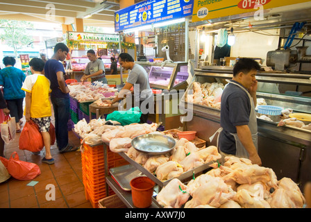 Tekka Center Little India Fischmarkt Fischmarkt Singapur nassen Markt verkaufen frisches Obst und Gemüse Fleisch Gewürze Fischfutter Stockfoto