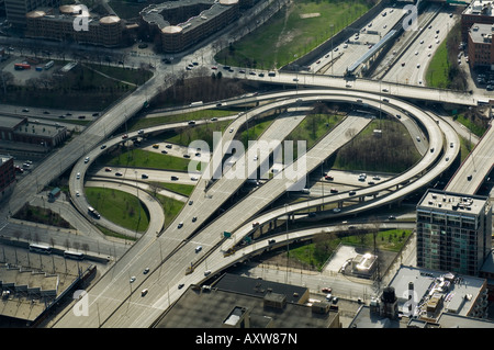 Ausblick auf Chicago vom Sears Tower Sky Deck, Chicago, Illinois, USA Stockfoto