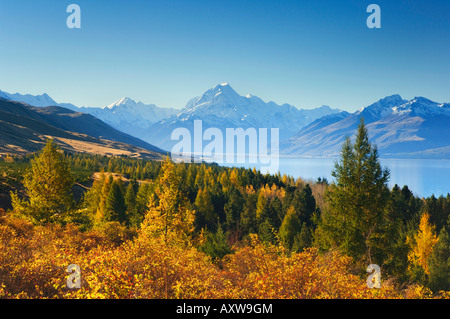 Lake Pukaki und Mount Cook, Canterbury, South Island, Neuseeland, Pazifik Stockfoto