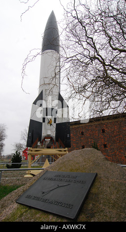 Prototyp der V2-Rakete in Peenemünde Weltkrieg zwei Nazi-Rakete Technologie Forschung vor Ort Stockfoto