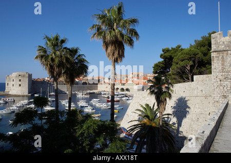 Der Hafen von Dubrovnik, Wiew vom Tor von Ploce, Kroatien Stockfoto