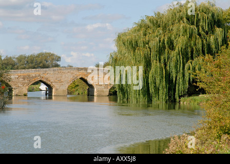 Alte Brücke über den Fluss Themse in Newbridge, Oxfordshire Stockfoto