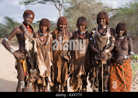 Hamer Stamm, unteren Omo-Tal, Äthiopien, Äthiopien, Südafrika Stockfoto