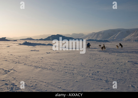 Eisbergen gefroren ins Meer außerhalb Uummannaq, Grönland Stockfoto