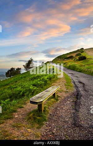 Blick nach Norden entlang der Malvern Hills in Richtung Worcester Beacon Stockfoto