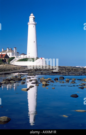 Leuchtturm, St. Marien-Insel, Whitley Bay, Tyne and Wear, England, Vereinigtes Königreich, Europa Stockfoto