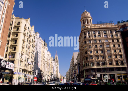Plaza de Callao (Callao Platz), Gran Via Avenue, Madrid, Spanien, Europa Stockfoto