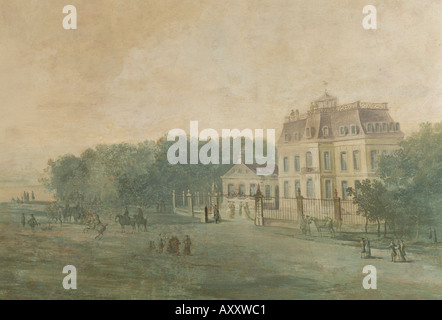 Brühl, Schloß Augustusburg, Treppenhaus, Veduten Unter Dem Umkehrpodest, Schloß Falkenlust Stockfoto