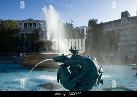 Quellen des Wassers in Trafalgar square central London Stockfoto