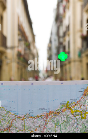 Karte der Küste alte Stadt Donostia-San Sebastian Spanien Stockfoto