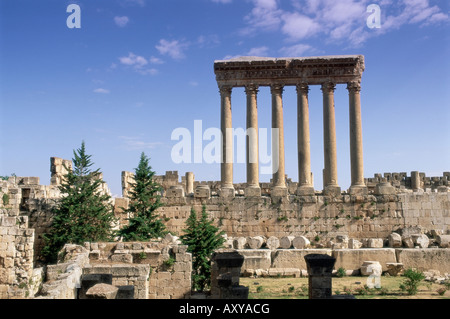 Römische Tempel des Jupiter, Baalbek Ausgrabungsstätte, UNESCO-Weltkulturerbe, Bekaa-Tal, Libanon, Naher Osten Stockfoto