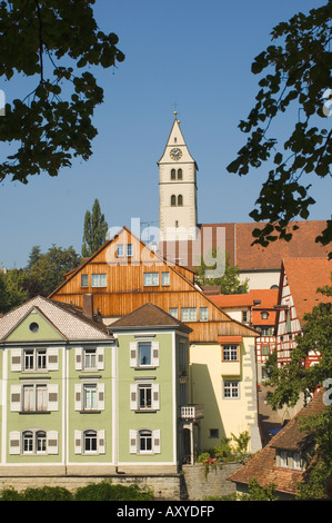 Blick vom Rathaus Garten, Meersburg, Baden-Württemberg, Bodensee (Bodensee), Deutschland, Europa Stockfoto