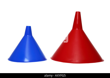 Roten und blauen Trichter Stockfoto