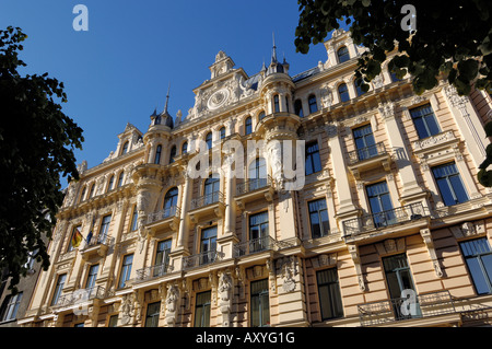 Jugendstil-Architektur, 13 Alberta Iela, Europa, Baltikum, Lettland, Riga Stockfoto