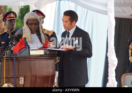 Einweihung des Seretse Khama Ian Khama vierter Präsident der Republik von Botswana Stockfoto