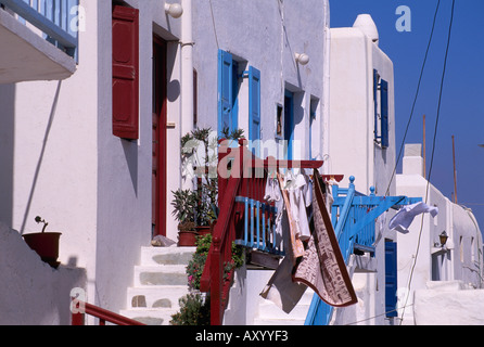Mykonos Stadt, Hausfassaden Stockfoto