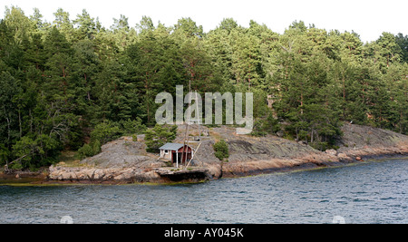 Eine kleine Hütte in der Nähe von Wasser Stockfoto