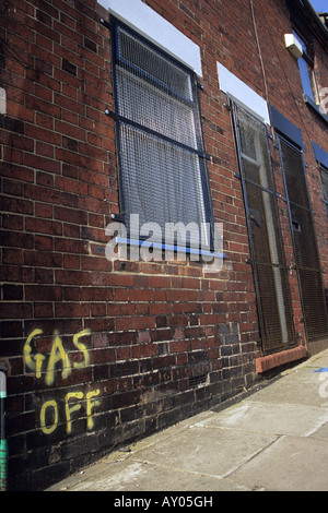 Gas aus bei Reihenhaus wartet auf Abriss Stoke-on-Trent Stockfoto