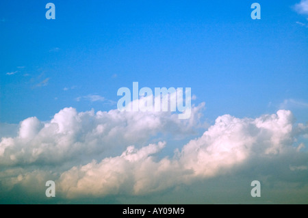 Wolken bauen und sammeln vor blauem Himmel spät an einem Sommernachmittag Stockfoto