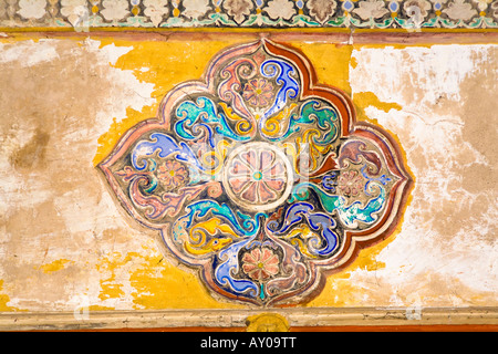 Farbenfrohe Gemälde an der Decke in Thirumalai Nayak Palast, Madurai, Tamil Nadu, Indien Stockfoto