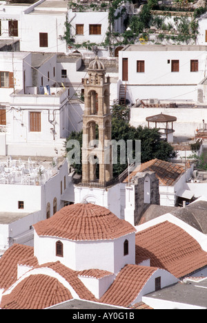 Rhodos, Lindos, Stadtbild Mit Marienkirche, anschließend Stockfoto