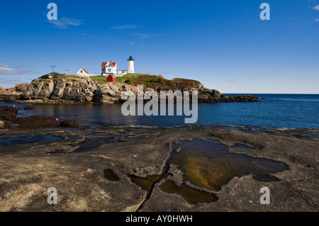Cape Neddick Lighthouse in der Nähe von York Maine Stockfoto