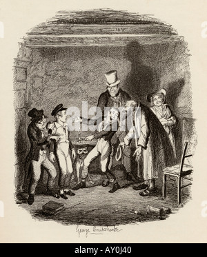 Oliver's Empfang durch Fagin und die Jungs. Aus dem Buch Die Abenteuer von Oliver Twist Stockfoto