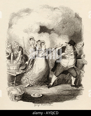 Herr Bumble abgebaut, in den Augen der Bettler.  Aus dem Buch The Adventures of Oliver Twist von Charles Dickens Stockfoto