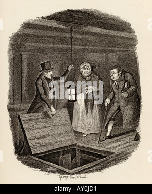 Die Beweise zerstört. Aus dem Buch Die Abenteuer von Oliver Twist Stockfoto