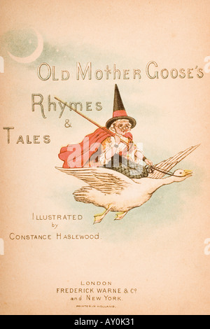 Titel Seite Abbildung von der Altstadt von Mother Goose Reime und Geschichten Stockfoto