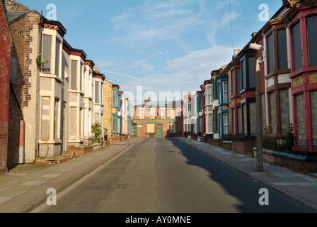 Immobilien in Edge Hill vernagelt Bezirk von Liverpool in Vorbereitung für den Abriss. Stockfoto