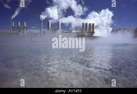 Industrielle Geothermiekraftwerk Island Stockfoto