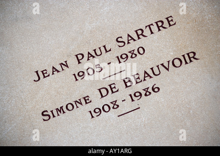 Jean Paul Sartre Simone de Beauvoir Grab Montparnasse Friedhof Paris Stockfoto