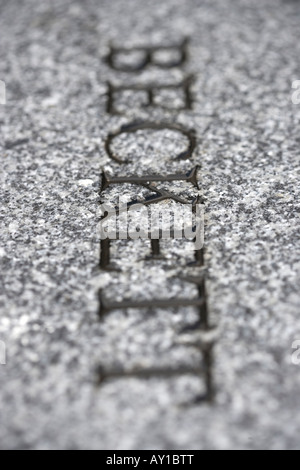 Nahaufnahme Detail des Namens auf Samuel Becketts Grave Montparnasse Friedhof Paris Stockfoto