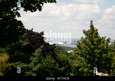 Ansicht des Millennium Dome von Shooters Hill, London Stockfoto