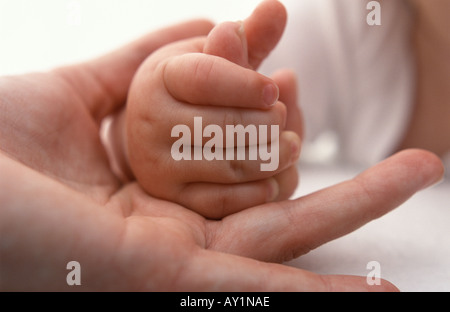 Baby Hand, die Finger der Mütter Stockfoto
