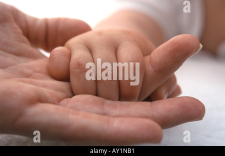 Baby Hand, die Finger der Mütter Stockfoto