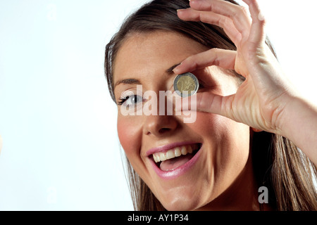 2 Euro Münze Finanzen Stockfoto