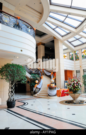 Lobby des Anting Villa Hotel in Shanghai. Dies ist ein Hotel in der French Concession-Bereich von Shanghai, China. Stockfoto