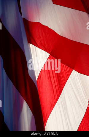 Nahaufnahme der amerikanische Sternenbanner Flagge weht im Wind auf Liberty Island, New York Stockfoto
