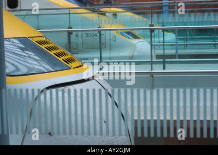 Drei Eurostar-Züge am Bahnhof St. Pancras International station Stockfoto