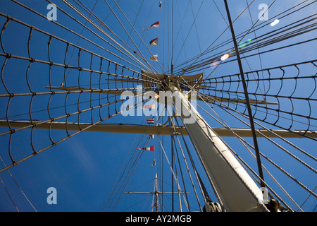 Mast Mystic Seaport Museum von Amerika und dem Meer mystische Connecticut Vereinigte Staaten von Amerika Stockfoto