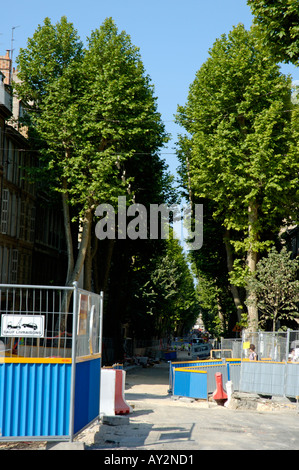 Frankreich Marseille Boulevard Longchamps die neue Straßenbahnlinie im Bau Stockfoto